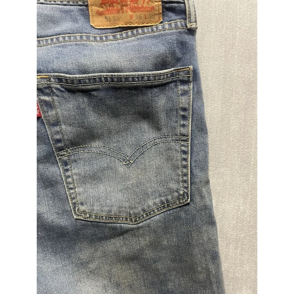 Levis 513 Jeans Men's 36 x 30 Blue Medium Wash Straight Denim Cotton